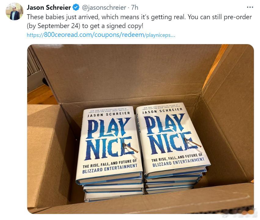 #暴雪# Jason Schreier 的暴雪小作文合集已经印好了，跟憎恨之躯同