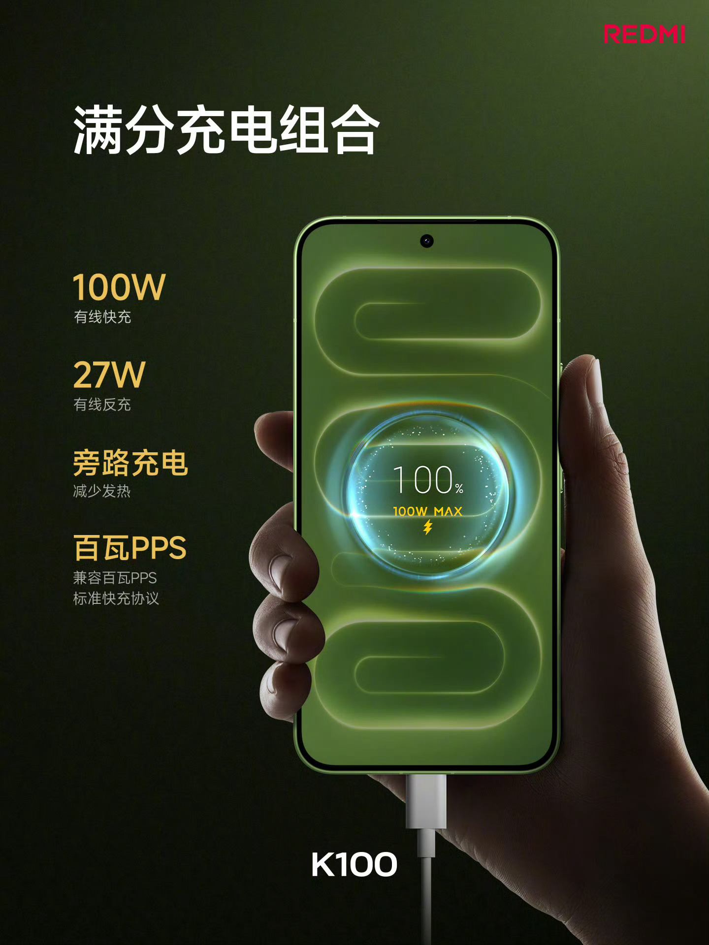 REDMI K100的10000mAh大电池+100W快充的组合真有安全感[泪奔