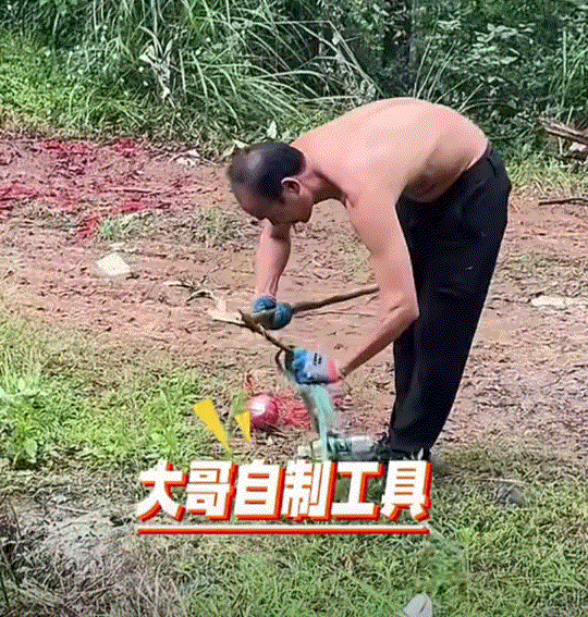 广西桂林，一只狗子意外落水后在水中拼命挣扎，现场一名男子发现后，立即就地取材对狗