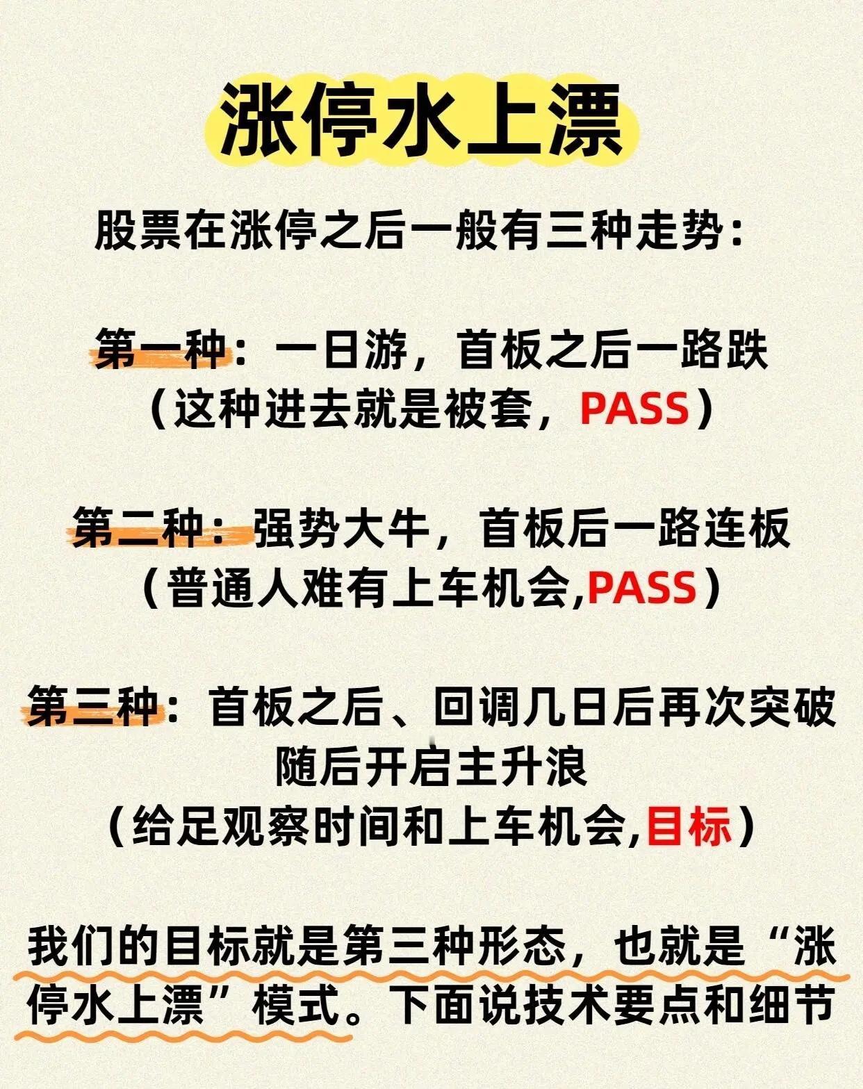 股票投资中一种被称为“涨停水上漂”的操作模式，主要讲解该模式的特征、筛选逻辑与具