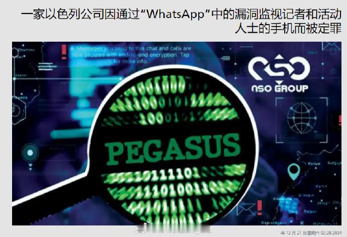 日前美国法院判定以色列间谍软件“飞马”的开发商NSO违反了美国相关法律，该公司被