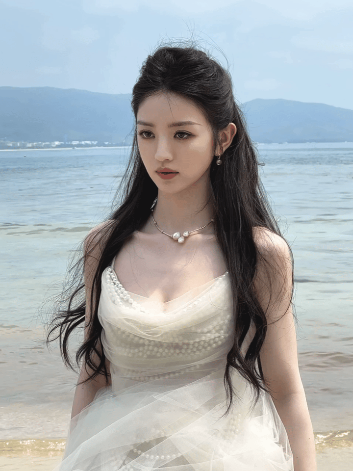 田曦薇无刘海造型是另一种感觉，多了点清冷感，有点适合演恶女，不笑时眼睛微微向下看