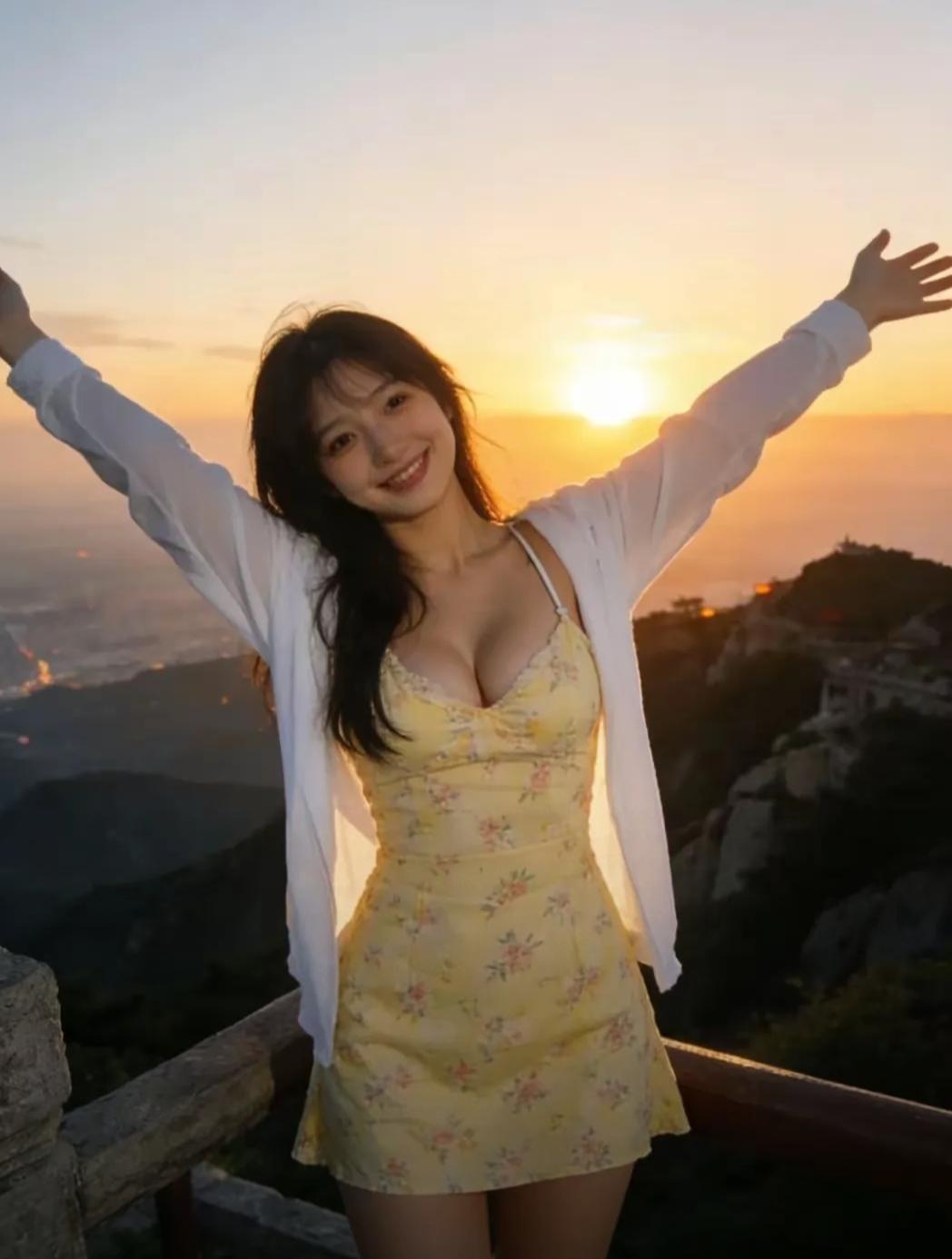 落日下的表妹，明媚又热烈，这样的姑娘谁看了不心动
这是我大舅家的女儿，我的表妹。