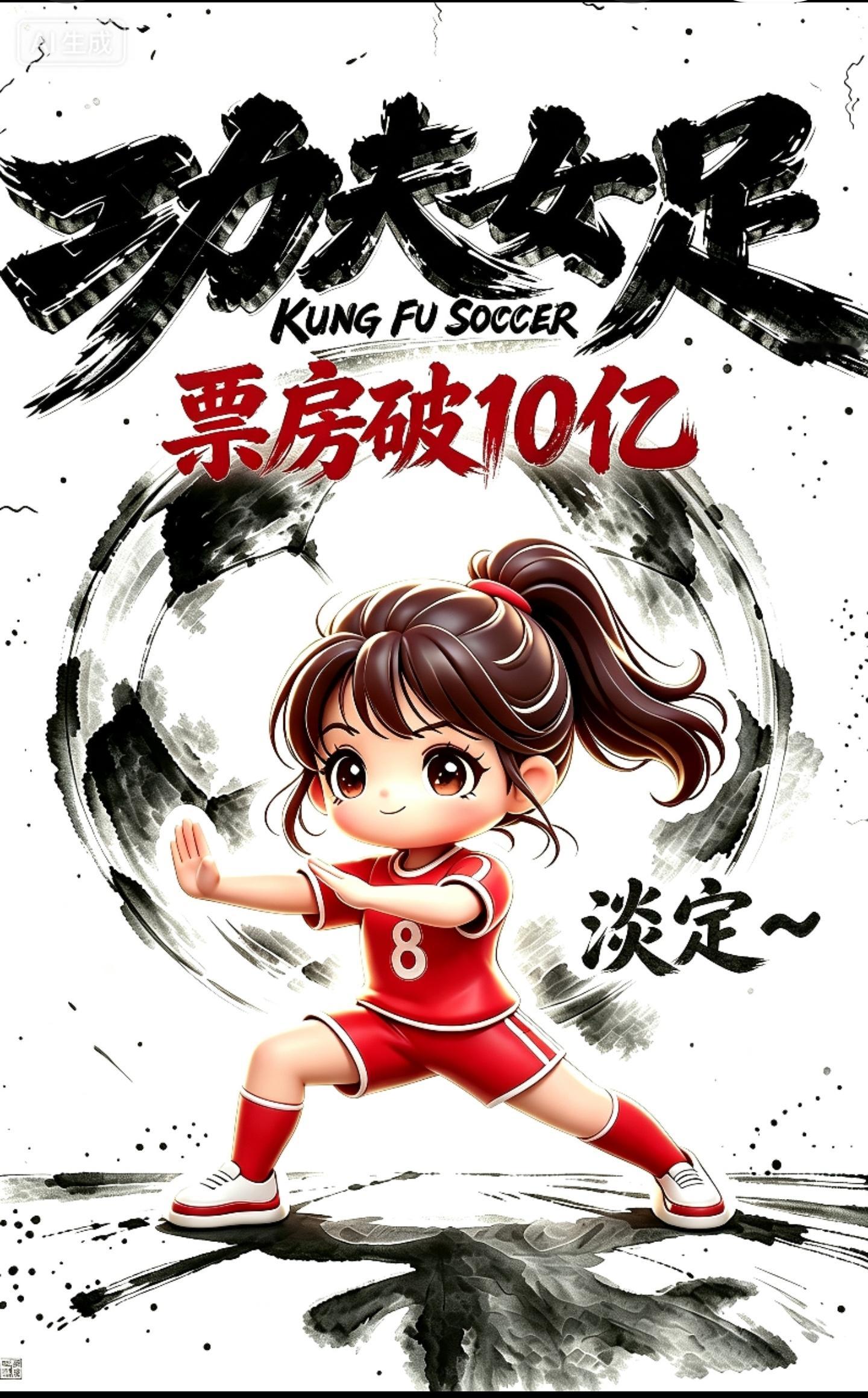 迪丽热巴主演的电影《功夫女足》破10亿了，此处应该有掌声！（我设计的海报咋样？）