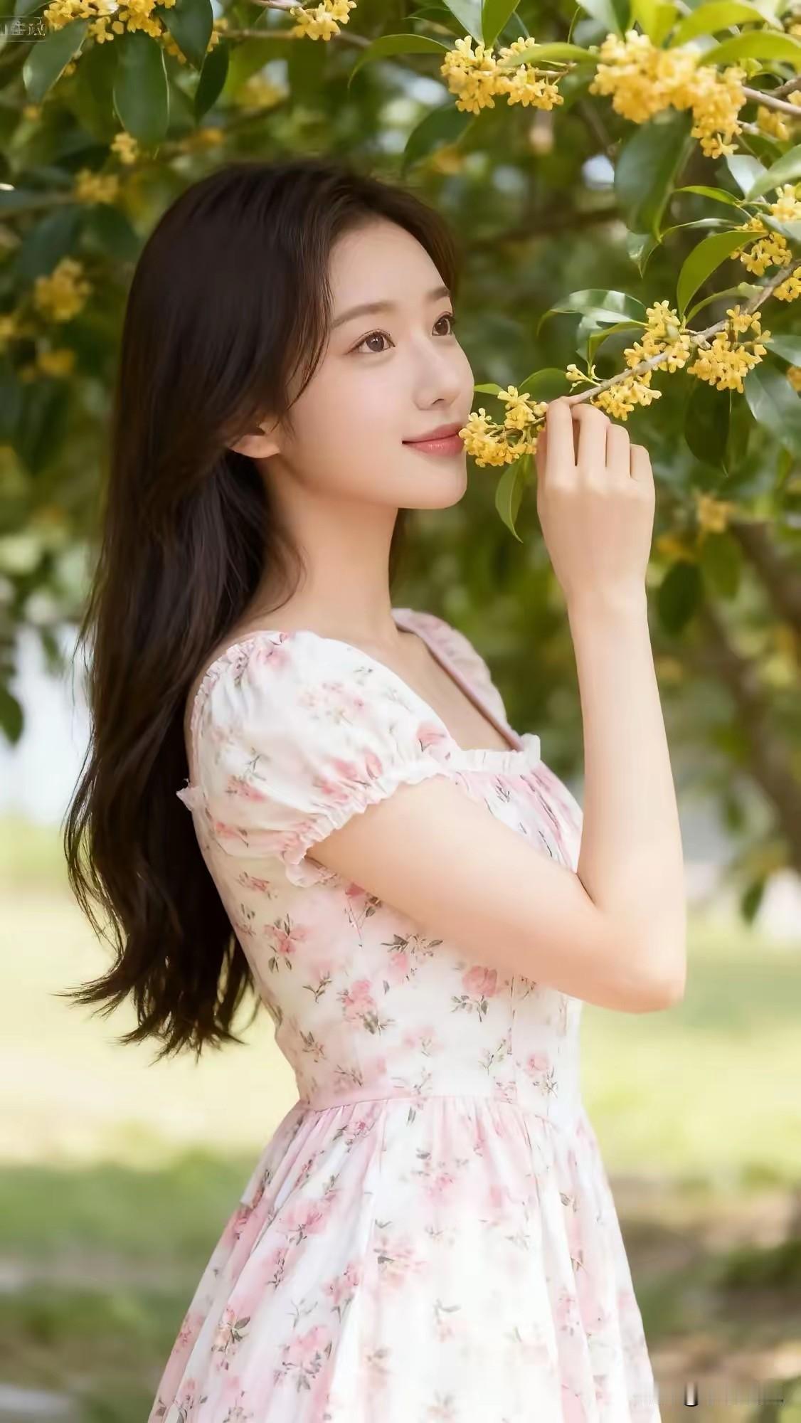 七绝
文/小溪若岚
金桂初开小院香，
佳人倚树嗅芬芳。
微风吹起黄花舞，
游子纷
