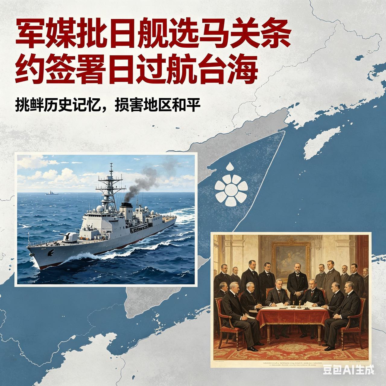 4月17日，《马关条约》签订131周年，日本军舰选了这一天过台湾海峡。
这不是巧