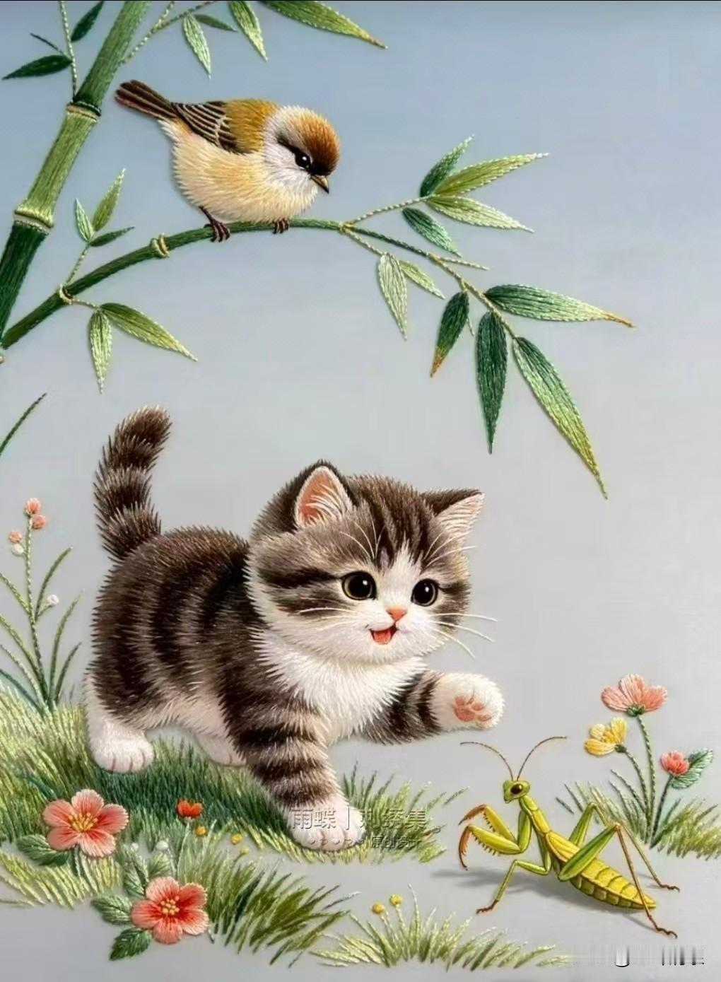 上联:灵猫捕鼠趟虚步，诚邀下联？俊鸟登枝静观瞧。