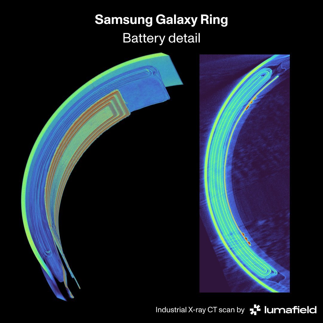 三星 Galaxy Ring 的 CT 扫描图智能戒指的电池对工程师来说是一项巨