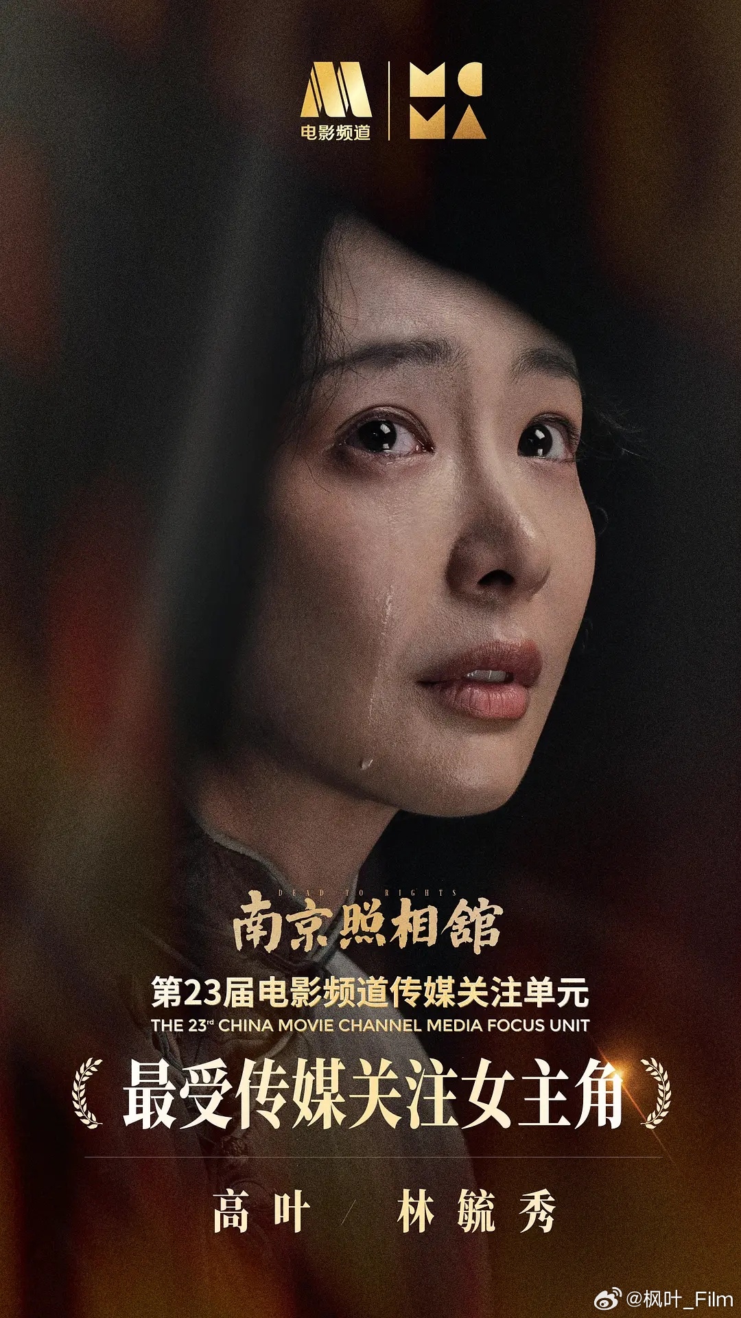 凭借《南京照相馆》里林毓秀一角，高叶已经拿下金鹿奖最佳女主提名、导协年度女演员提