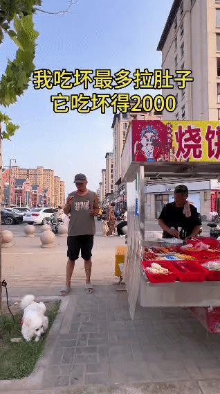刷到个路边摊视频给我笑到拍大腿！
 
刚点开就看见大哥举着从摊贩那买的串冲摊边的