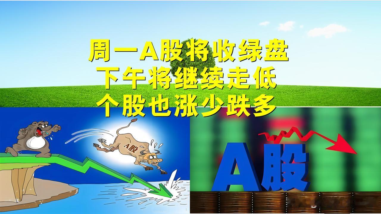 周一A股会收绿盘吗？我相信下午将继续走低，个股也将涨少跌多。

一、早盘上证指数