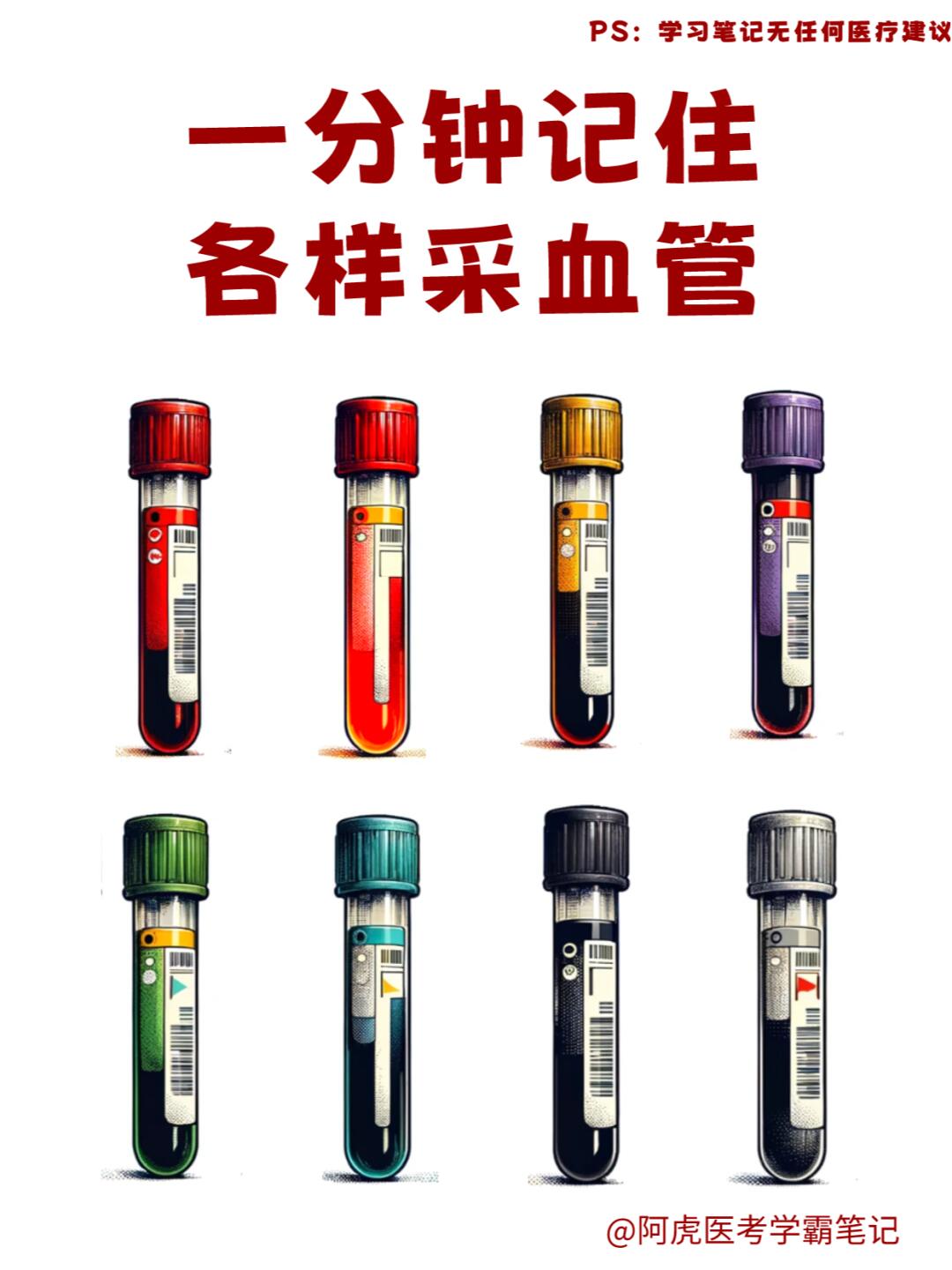 阿虎医考学霸笔记📒：五颜六色采血管用途