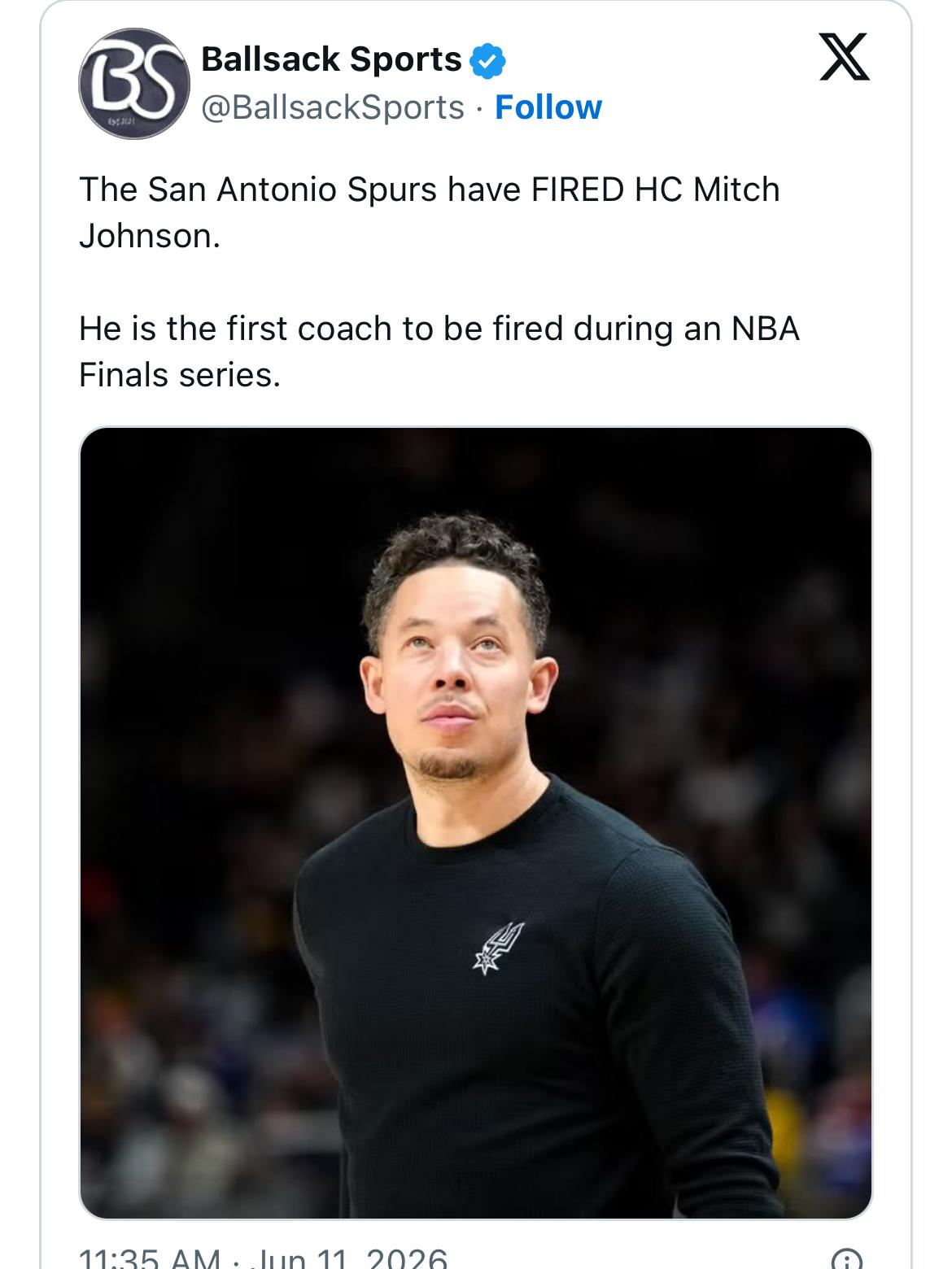马刺惨遭历史级逆转后舆论爆发，主帅米奇·约翰逊帅位引发热议！

NBA总决赛第四