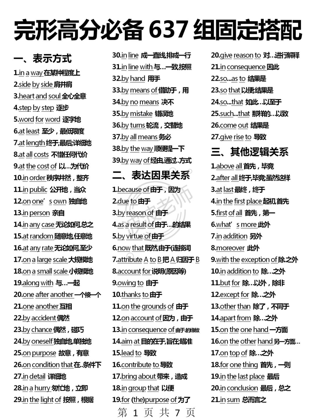 听我劝‼️英语一定要背下来！637组重点短语