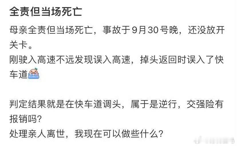 母亲全责但当场死亡 