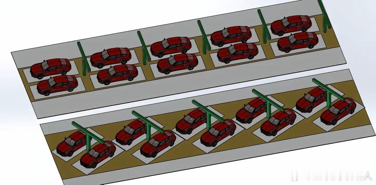 这个设计要是改成斜着布局，进出会不会更方便些？要是充电口数量足够，是不是还能多停