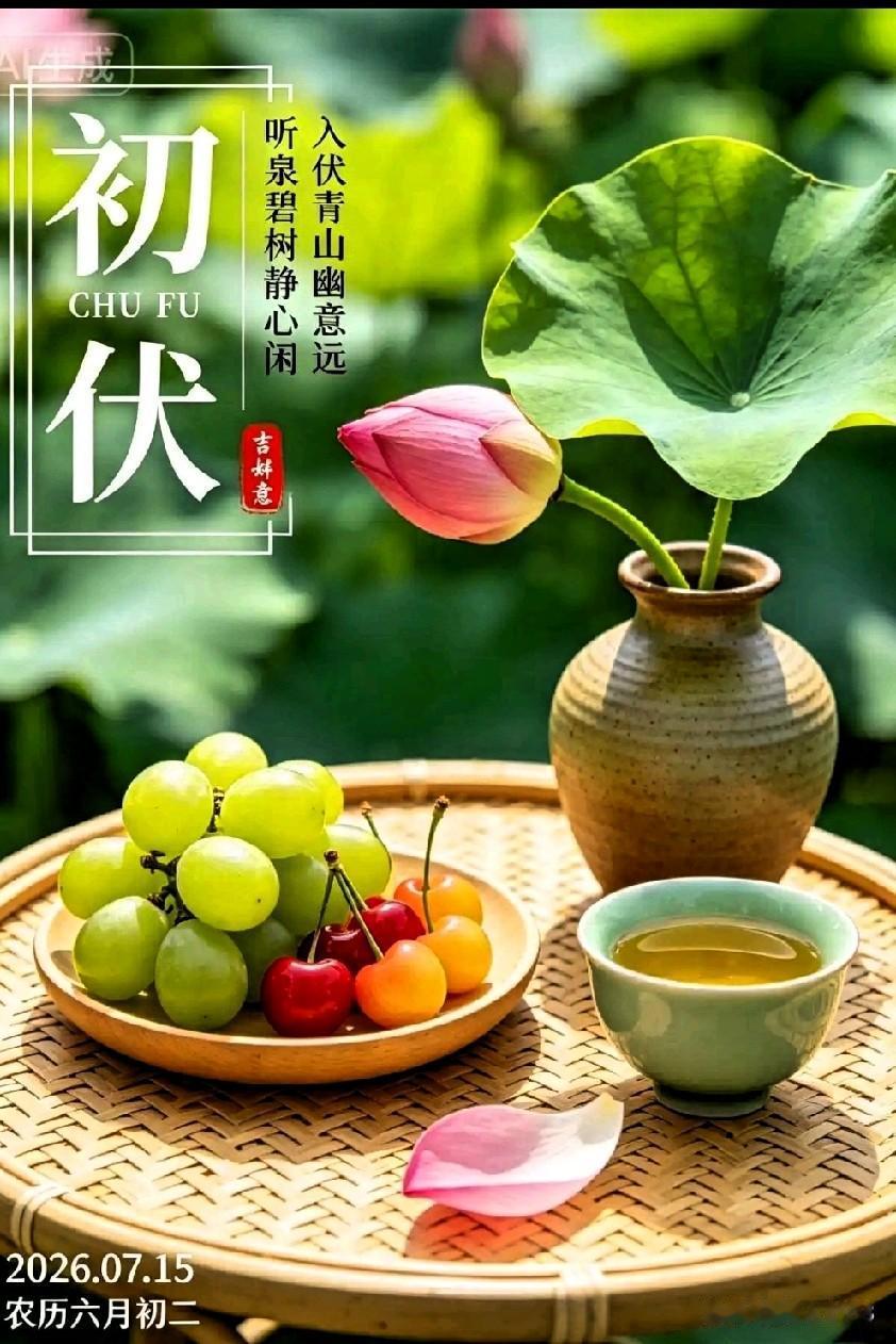 🌼☀今日初伏
🍵初伏至，暑渐浓，
时节的脚步悄然迈向盛夏。

愿友在这一段时