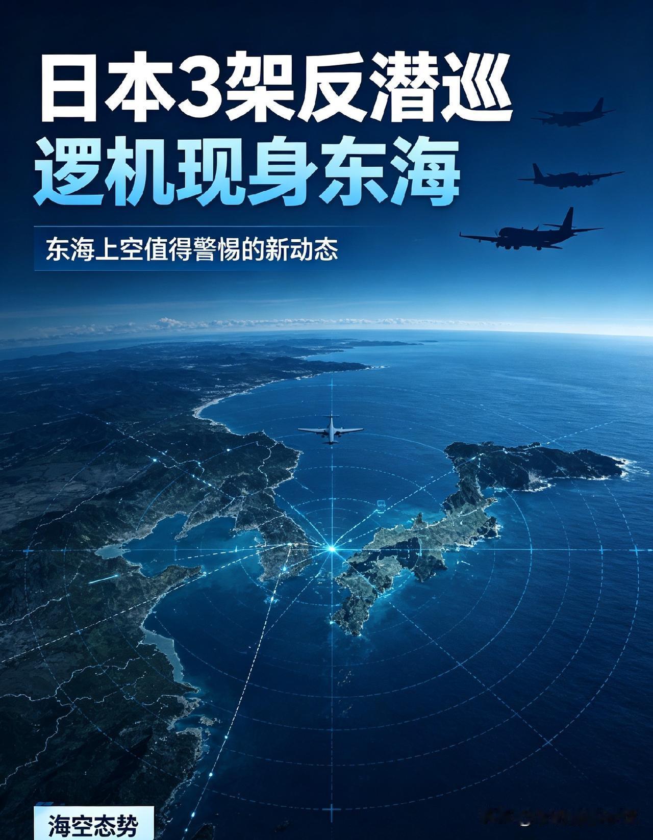 日本3架反潜巡逻机现身东海
嘿，东海上方又有情况得警惕啦！日本海上自卫队派了3架