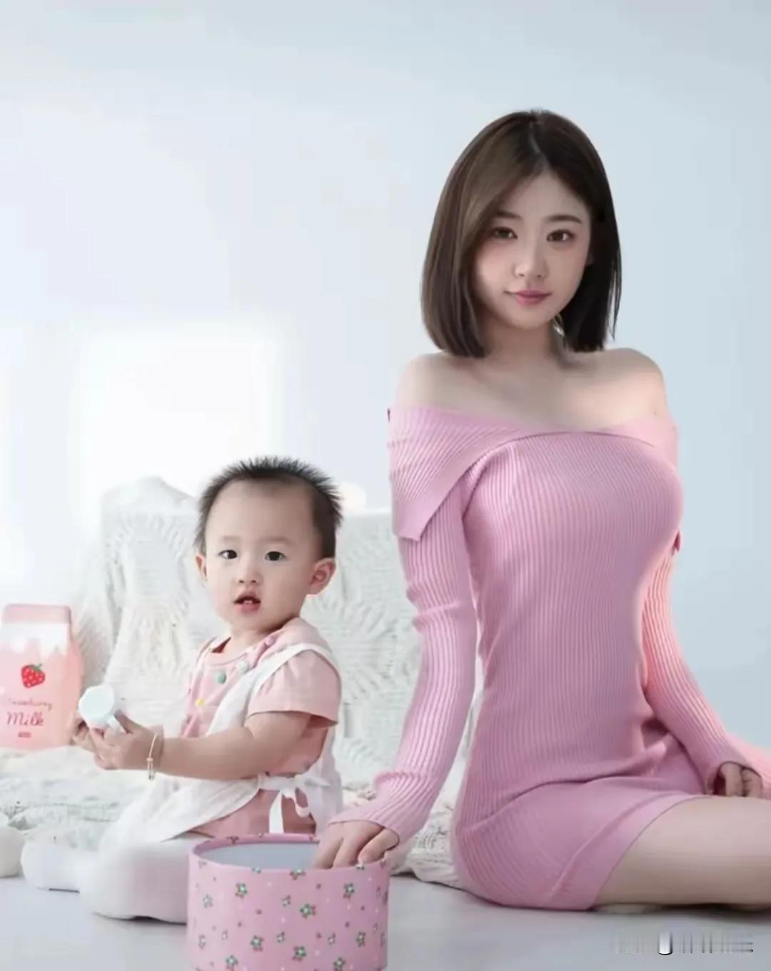 闪闪还是个婴儿，拍照可童真了，黄一鸣是成人，拍照拍出了画像的既视感[偷笑]