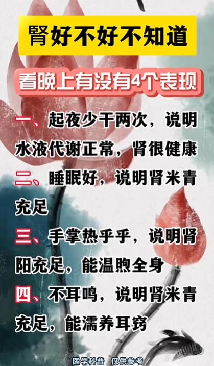 肾好不好不知道，看晚上有没有4个表现！