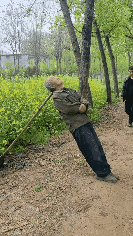 老人休息方式挺特别。