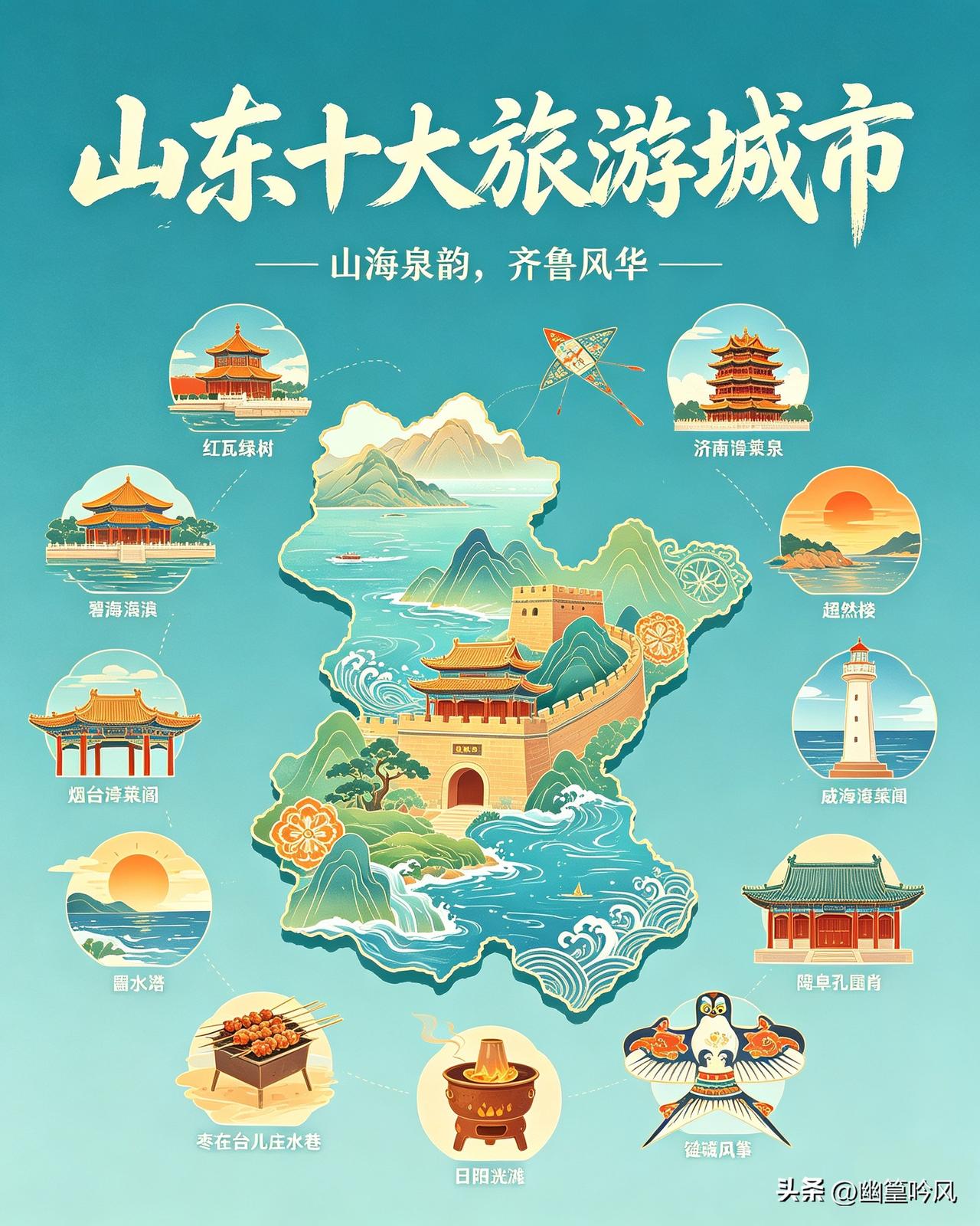 山东省排名前十的旅游城市有哪些?说起山东旅游，山海风光、千年人文全都在线。盘点综