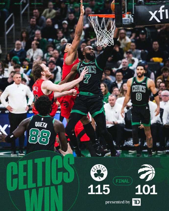 凯尔特人战胜猛龙波士顿凯尔特人 115-101战胜猛龙，轻松拿下三连胜！塔图姆拿