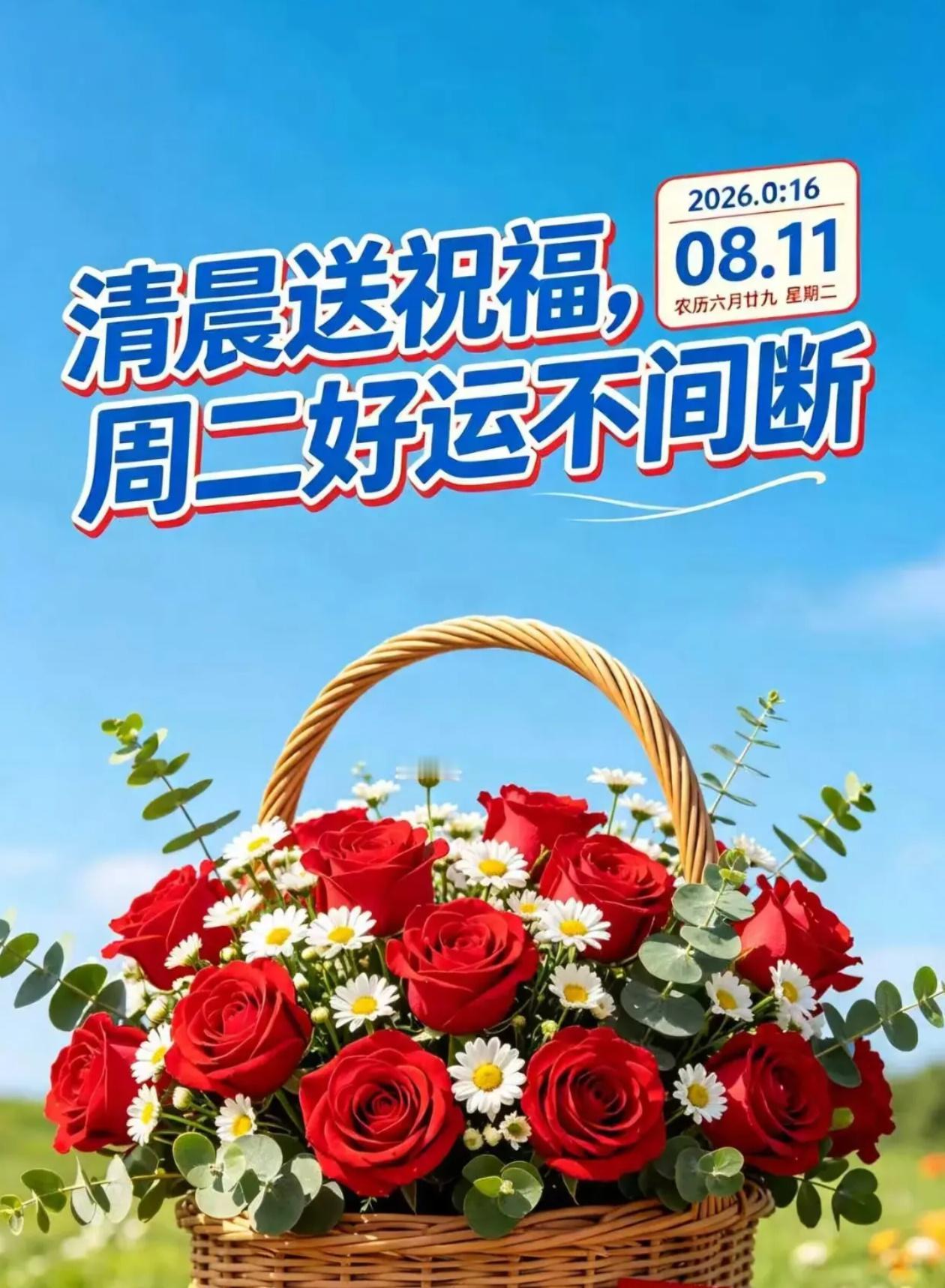[福]2026./8月11日，周二早安，金风迎旭日，新晨纳吉祥[福]
 
[微风