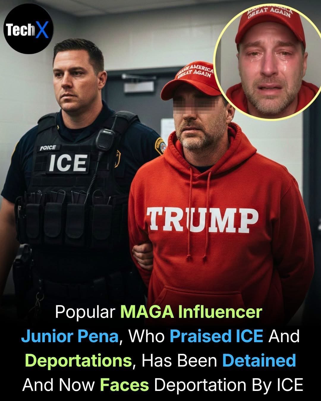 著名拉丁裔MAGA网红，巴西人Junior Pena, 一直以在网上赞美川普，支