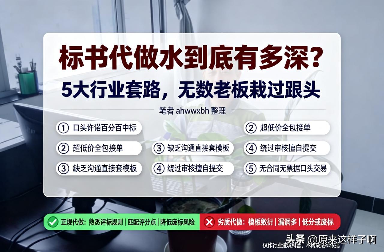 标书代做水到底有多深？5大行业套路，无数老板栽过跟头
 
————笔者ahwwx