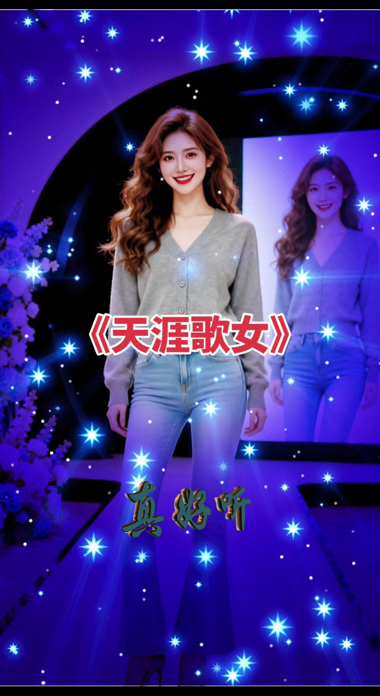 《天涯歌女》直筒显瘦秀场同款长裤 线上走秀 毛衣ai模特走秀 微喇裤时尚魅力