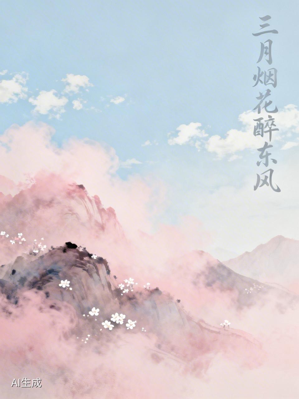 AI妙生图三月烟花醉東風。