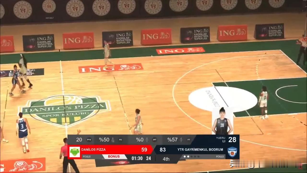 李月汝20分，土超联赛波德鲁姆女篮87-65战胜布尔萨取得两连胜

刚刚结束的土