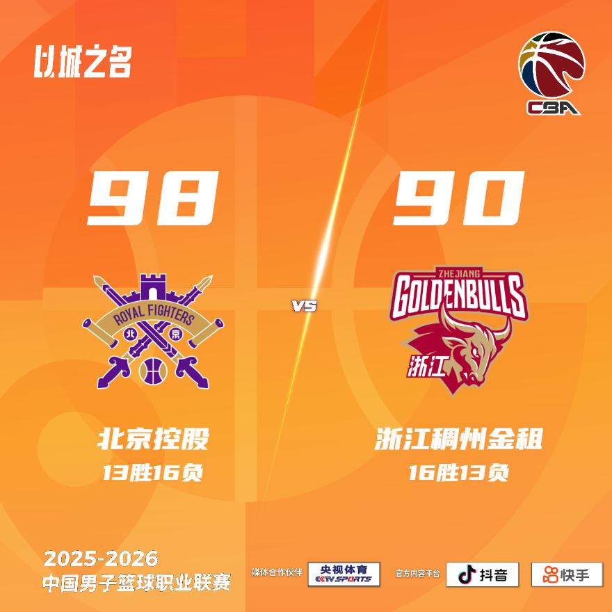 北京控股 98-90 浙江稠州金租 北控男篮vs浙江男篮
北京控股：里勒46分5
