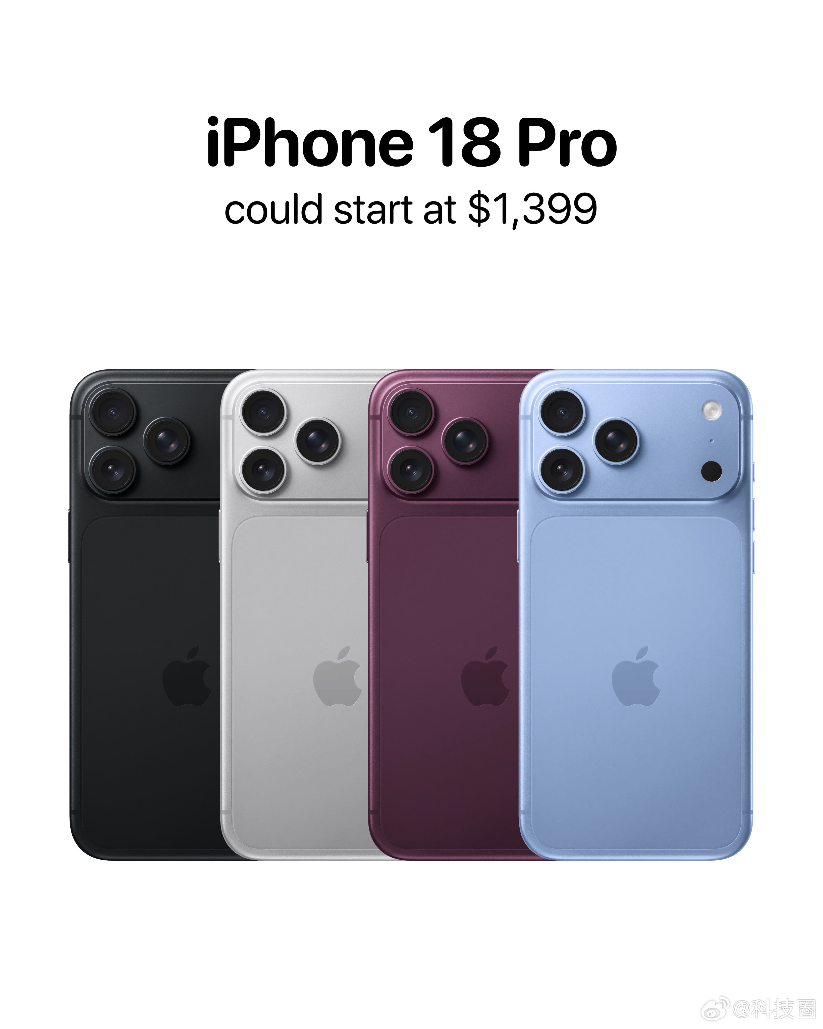 iPhone18Pro起售价或9999元也就是Pro系列全员成万元旗舰了？再加上