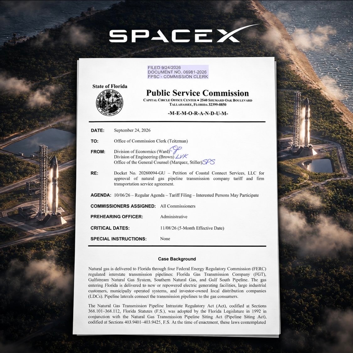 SpaceX正在申请在卡纳维拉尔角自行建设一条32.4英里（52.1公里）长的天