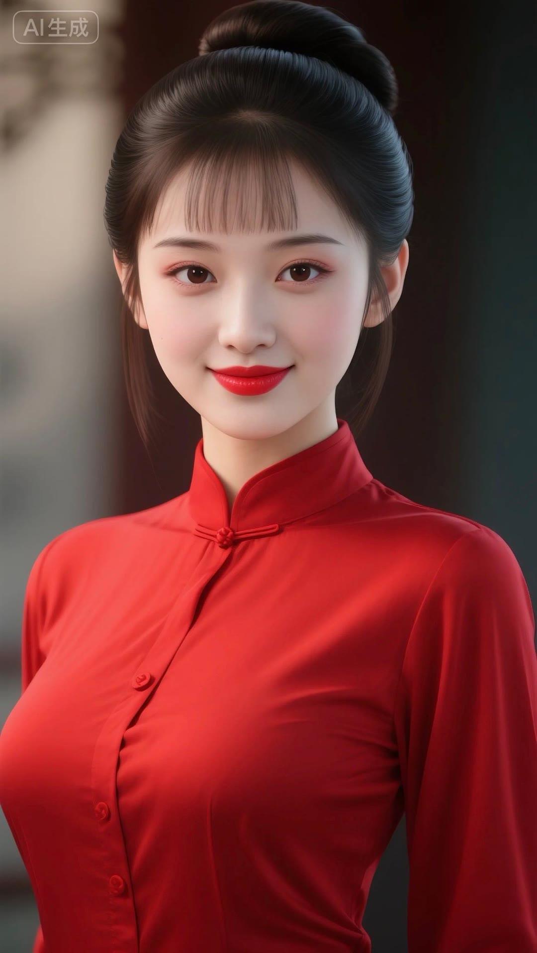 优雅红衣女子，古典气质，尽显东方美！