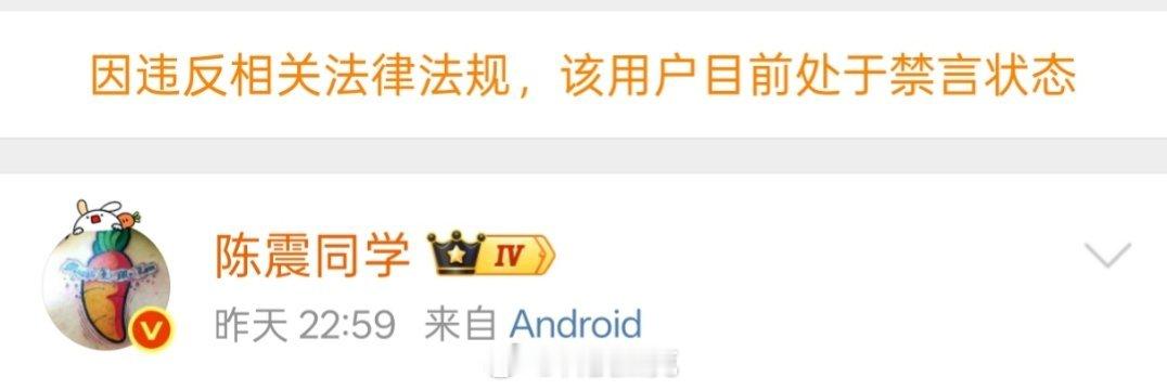 陈震回应被全平台禁言啊？啥事禁言的啊