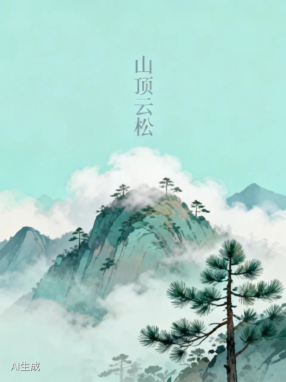 出上：浪腾千尺不离海，
对下：松立万山常伴云。