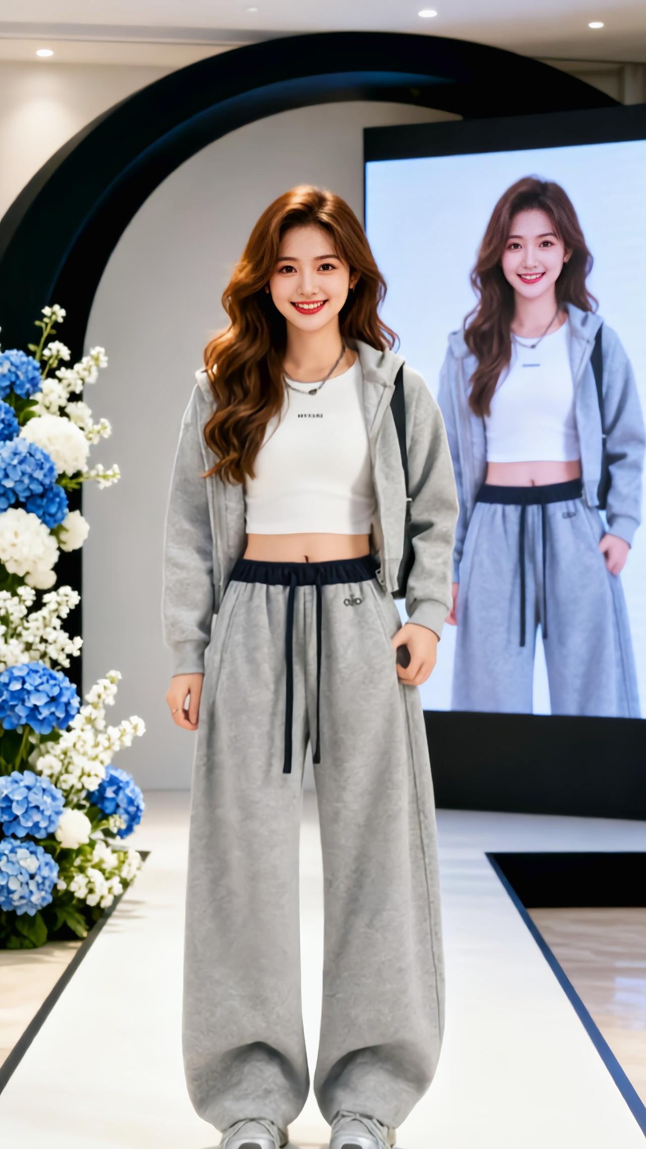 最潮穿搭 胖女孩穿搭 大码穿搭 宽松阔腿运动卫裤 慵懒阔腿运动裤