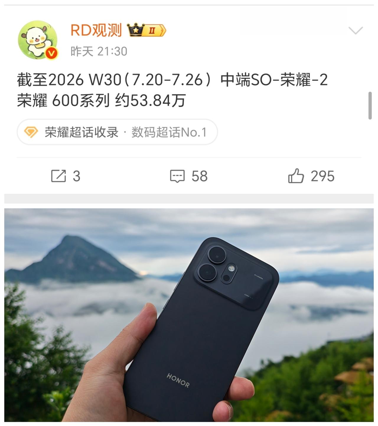 荣耀600系列最新的销量汇总出来了。发布两个月累计卖了53.84万台，平均一个月