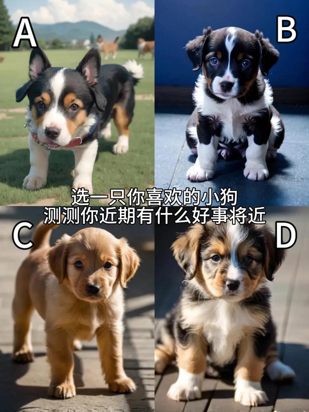心理小测试：
选一只你喜欢的小狗，
看看最近会有什么好事降临
不要提前看答案哦，