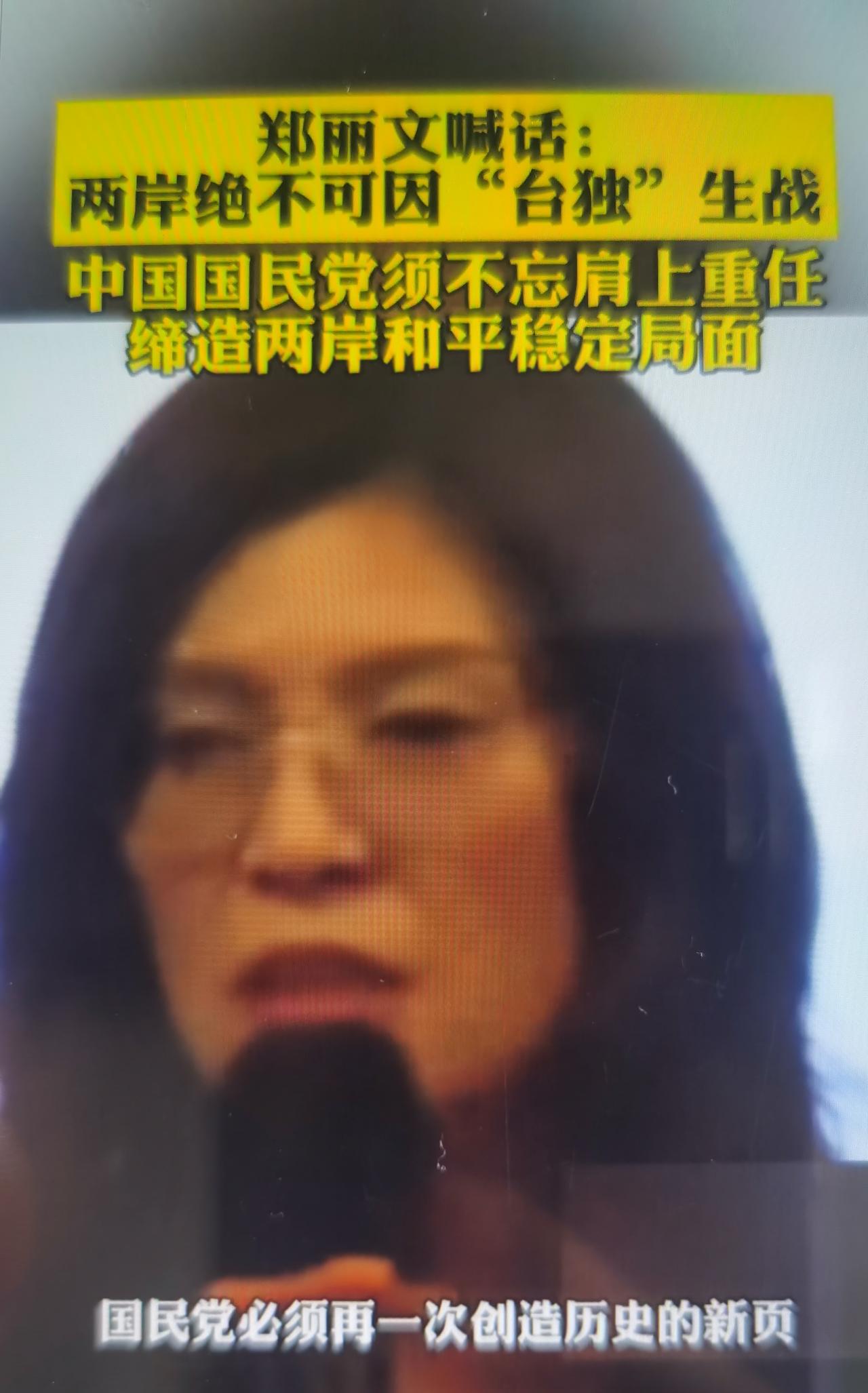郑丽文近期公开表态，两岸绝不可因“台独”而生战，直指“台独”路线就是台海战争的导
