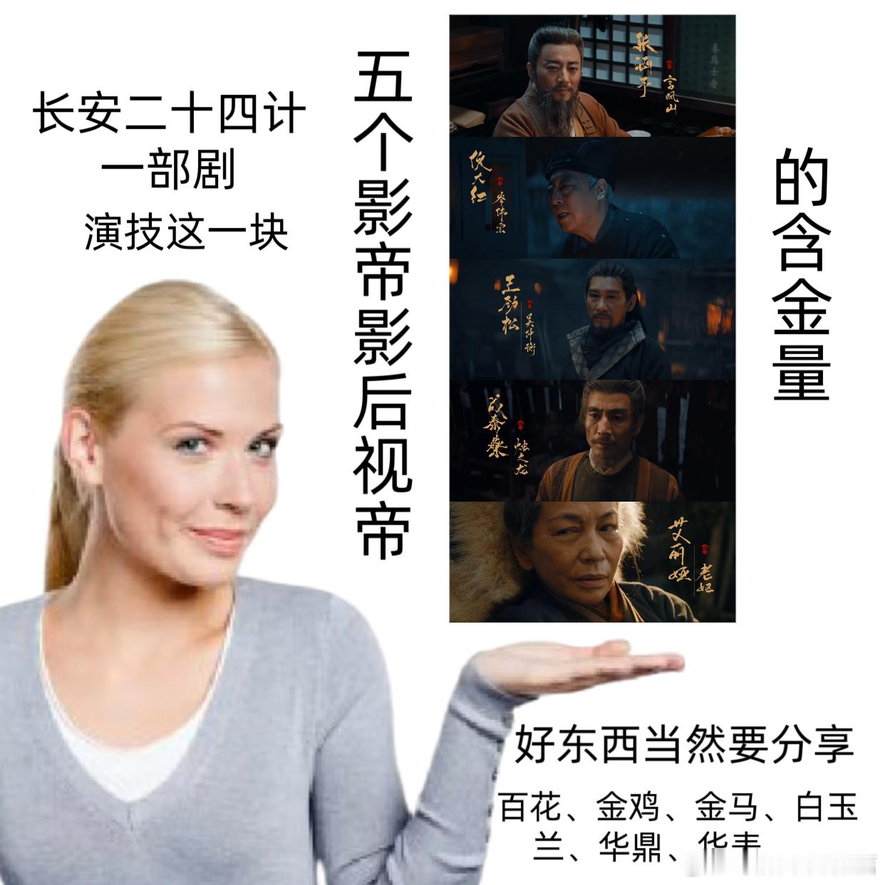 1个剧组5个影帝影后视帝海报堪称奖杯集合，配角都是梅花奖得主，含金量拉满！ 