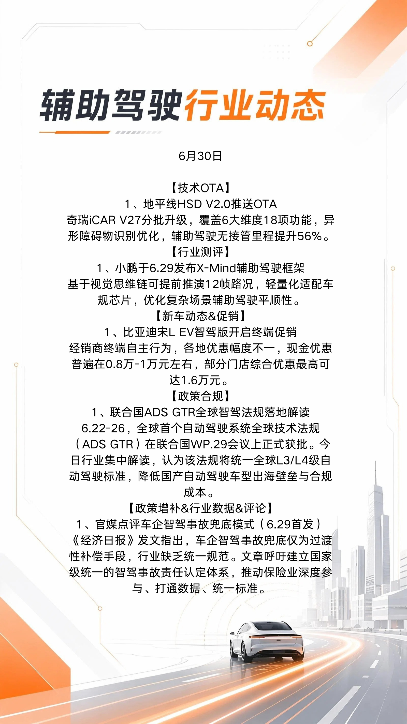 6月30日行业动态⬇️HSD V2.0开始推送了辅助驾驶