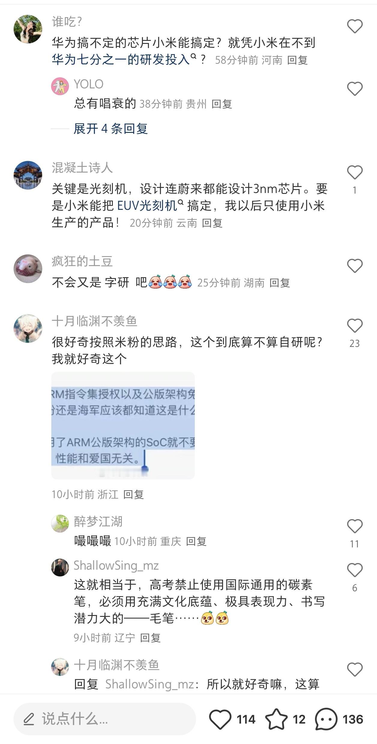 雷军说十年饮冰难凉热血这个时候，汪汪队又说芯片设计的自研没难度，很多厂家都可以做