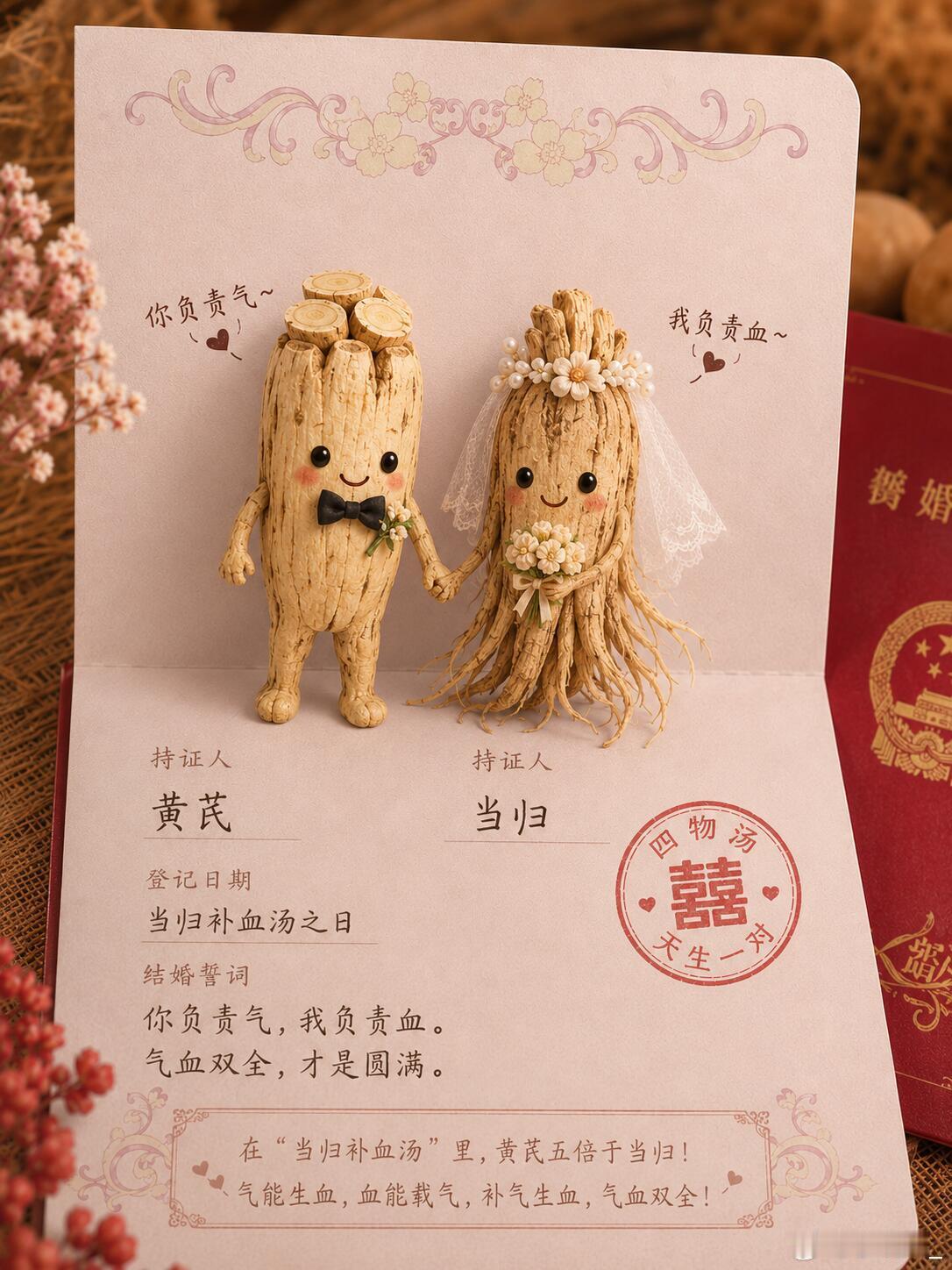 中草药结婚证曝光！可爱到犯规 