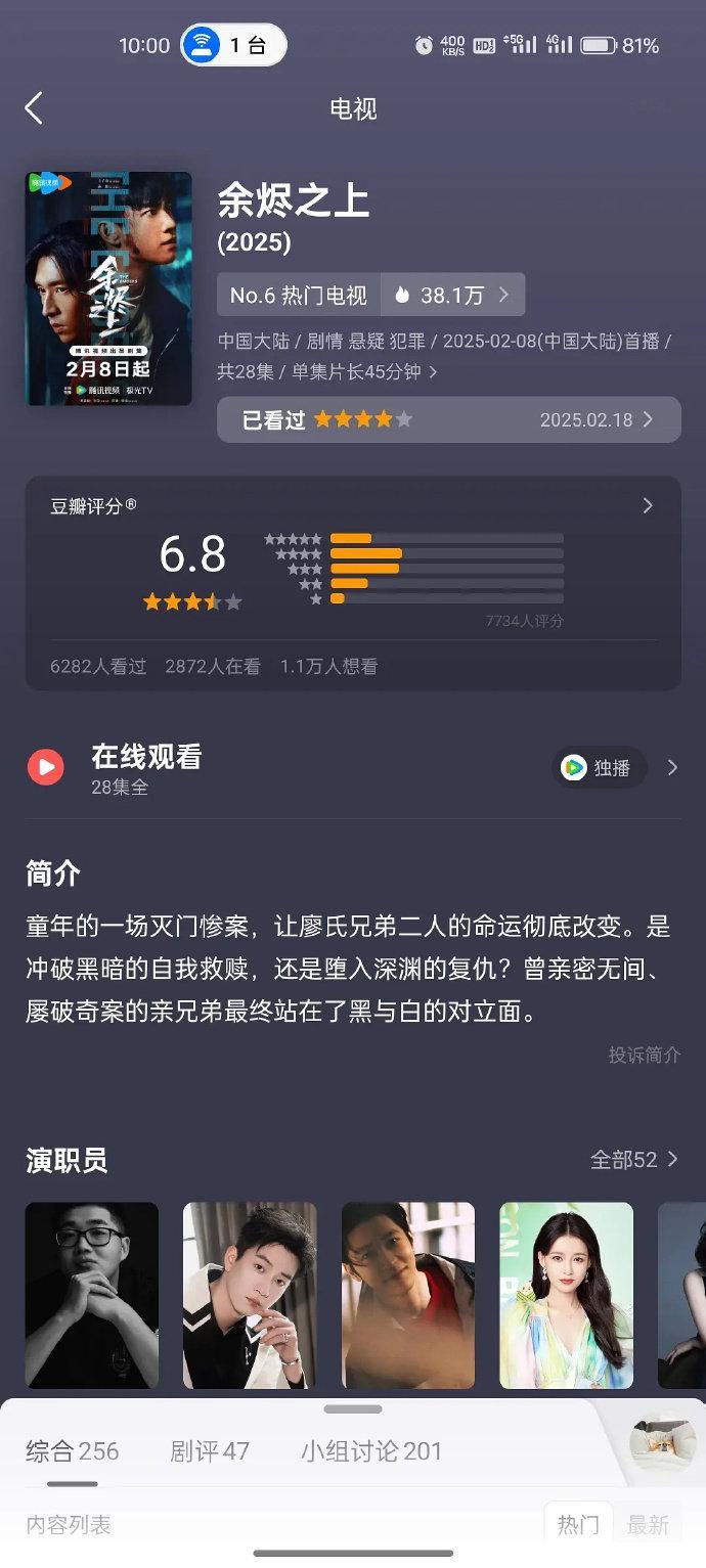 王子奇新剧《余烬之上》开分6.8，这个分数高了还是低了？ 