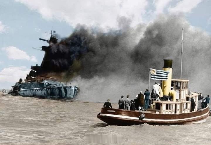 二战 1939 年 12 月 17 日，在拉普拉塔河战役之后，德国海军袖珍战列舰