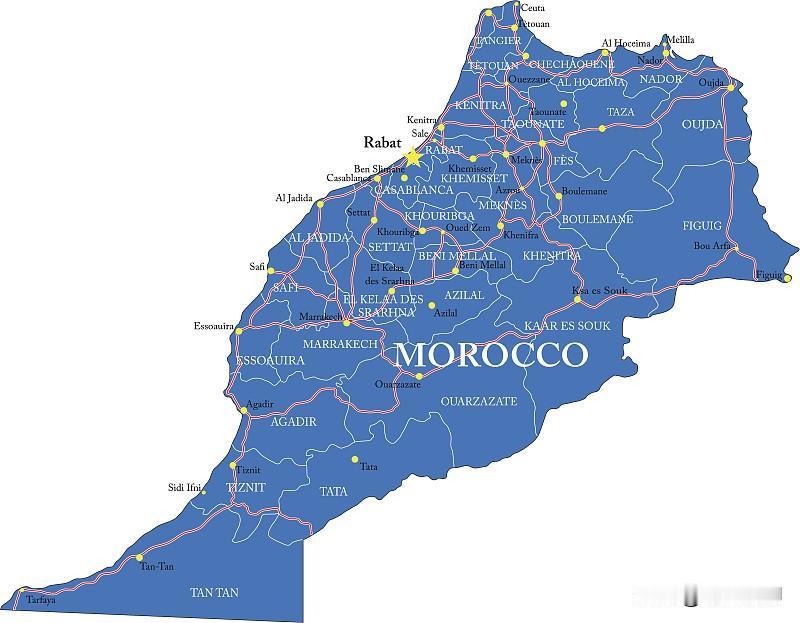 🇲🇦 摩洛哥王国（北非·阿拉伯国家）
 
核心速览：非洲西北端，首都拉巴特，